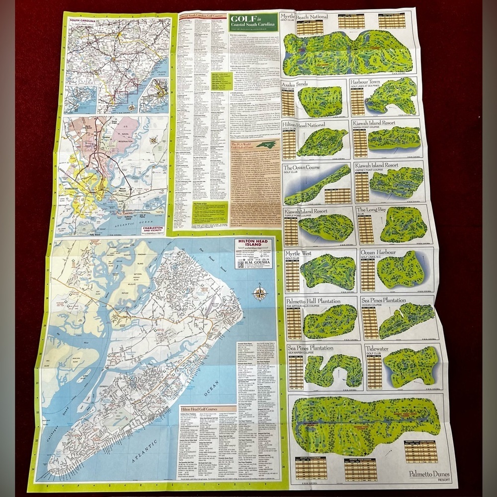 Vintage 1993 Golf Map of Costal South Carolina Brochure